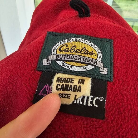 Vintage Cabela’s Men’s Large Blue Nylon Jacket Red Fleece Lining Canada hunting - Picture 10 of 11